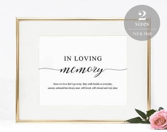 In Loving Memory Sign Template, Printable In Memory Sign, Wedding Sign, Memorial Table Sign, TEMPLETT PDF Jpeg Download #SPP007lm