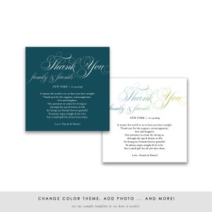 Wedding Thank You Note, Thank You Card, Thank You Letter, In Lieu of Favor Card, Place Setting Thank You, TEMPLETT PDF Jpeg SPP014ty image 5