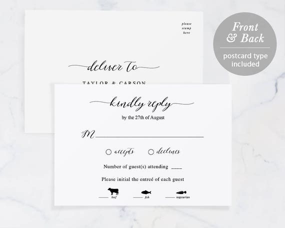 rsvp card template printable wedding rsvp rsvp postcard response card templett pdf jpeg modern calligraphy spp007rs rsvp cards template