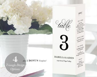 Printable Triangle Table Numbers, Three-sided Table Numbers Menu Program, Poem, TEMPLETT PDF Jpeg Download, Modern Calligraphy #SPP014tr