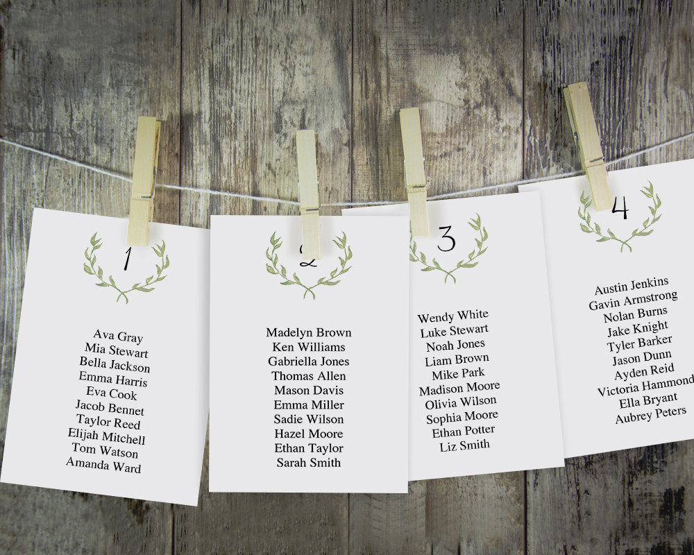 Wedding Seating Chart Printable Seating Card Template | Etsy