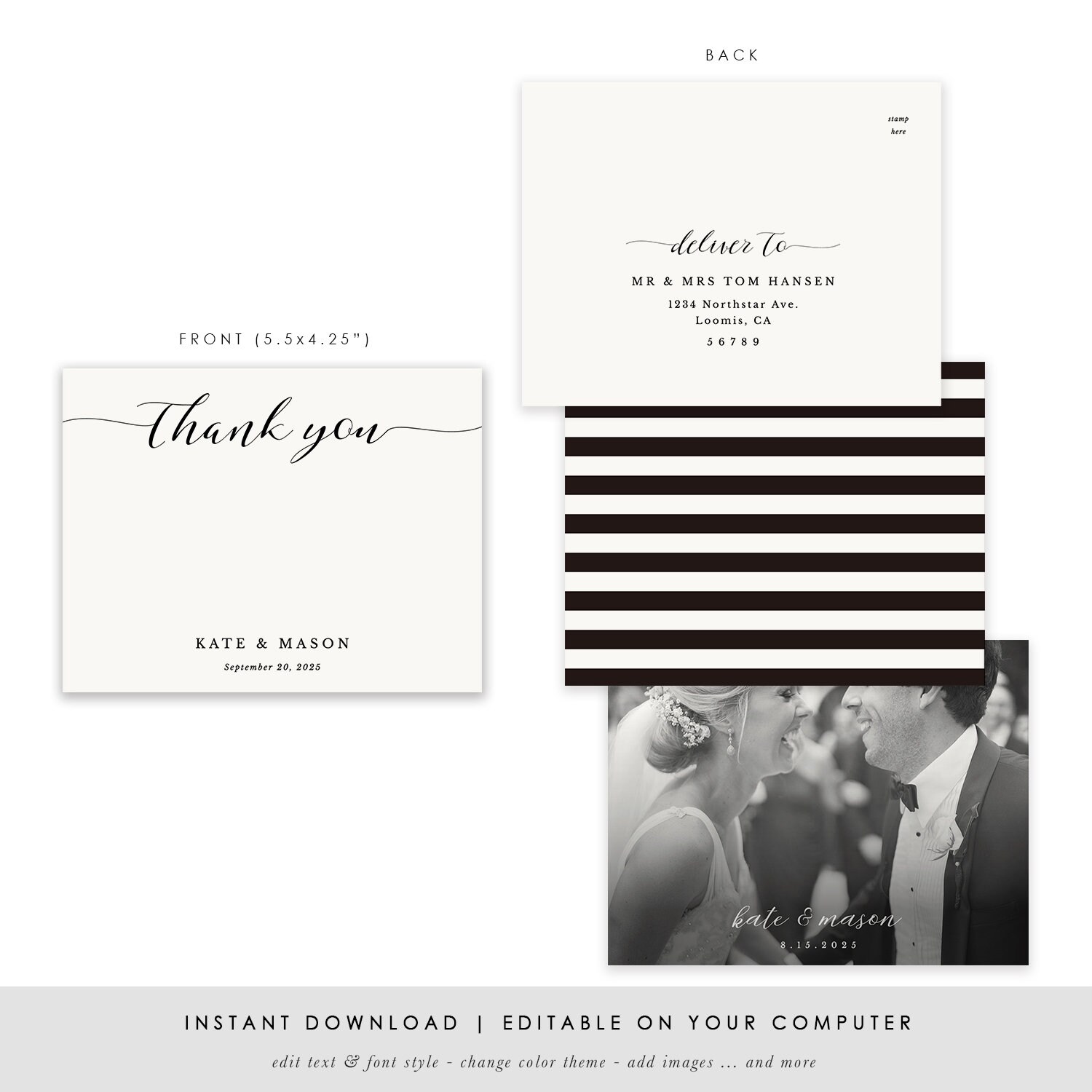 Printable Thank You Card Template Personalized Thank You - Etsy