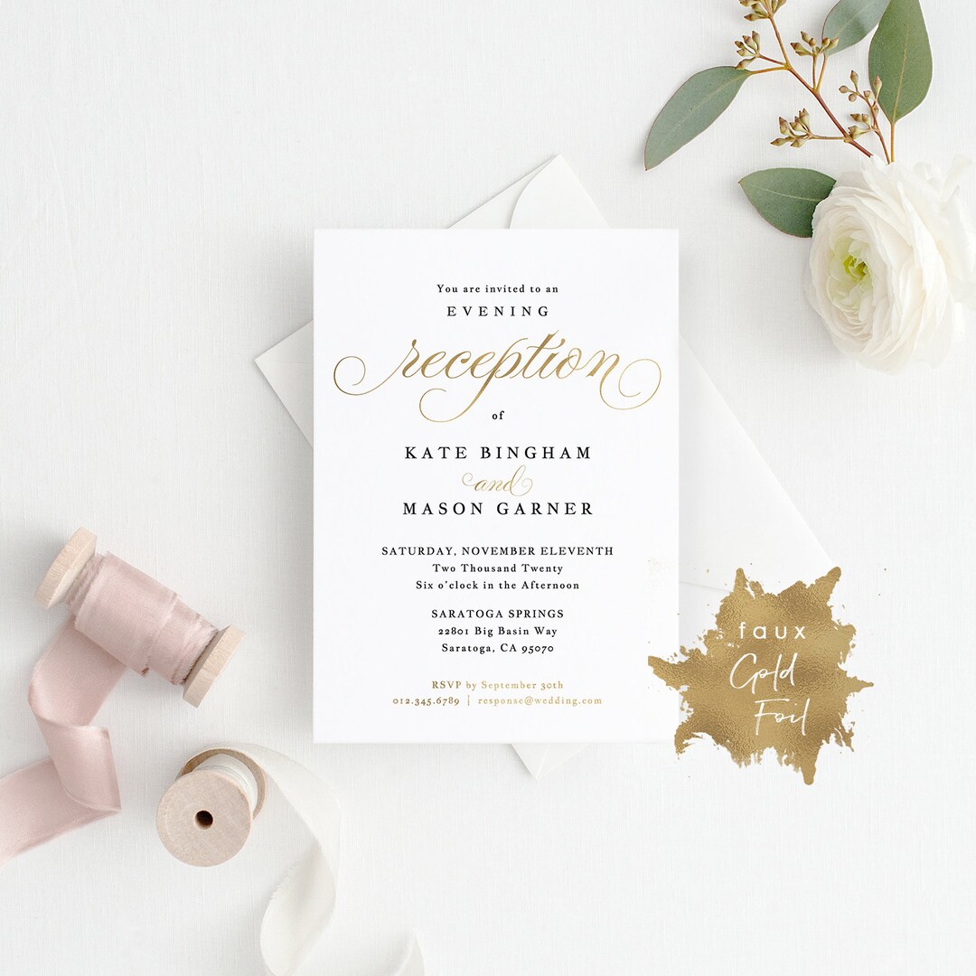 Printable Wedding Reception Invitation Template, Evening Reception ...