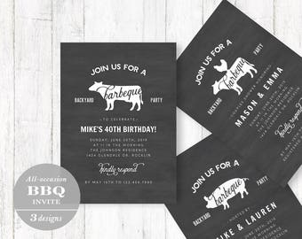 Printable Barbeque Party Invitation Template, Birthday, Baby Shower, Couples Shower, Party Invite, TEMPLETT, PDF, Jpeg #SPP336bq