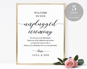 Unplugged Ceremony Sign Template, Printable Turn Off Cellphones and Cameras Sign, Wedding Ceremony, TEMPLETT PDF Jpeg Download #SPP007up