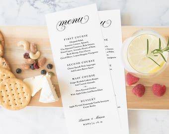 Wedding Menu Template, Printable Menu, Wedding Dinner Menu, DIY Menu Card, TEMPLETT PDF Jpeg Download, Modern Calligraphy, SPP014iimn