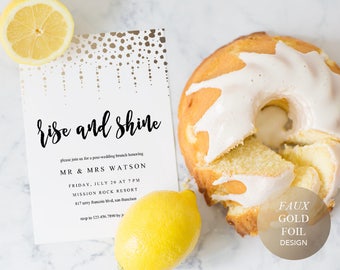 Printable Wedding Brunch Invitation Template, Post Wedding Brunch Invite, Faux Gold Foil, Breakfast, TEMPLETT, PDF Jpeg Download #SPP020br