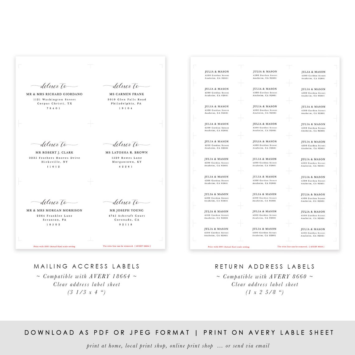 AVERY Address Label Template Avery18664 Clear Mailing Address Etsy