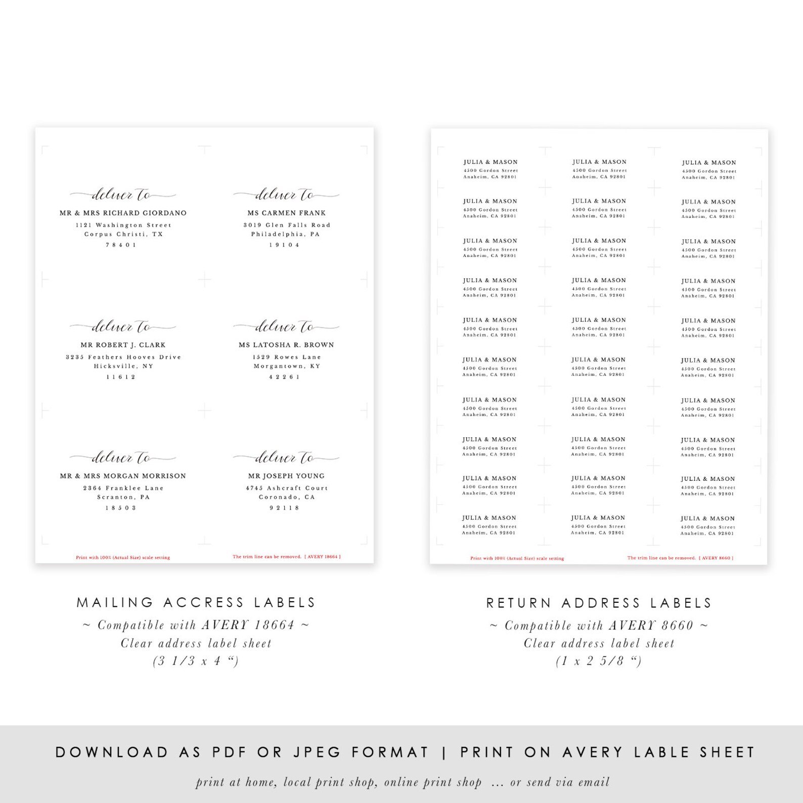 AVERY Address Label Template Avery18664 Clear Mailing Address Etsy
