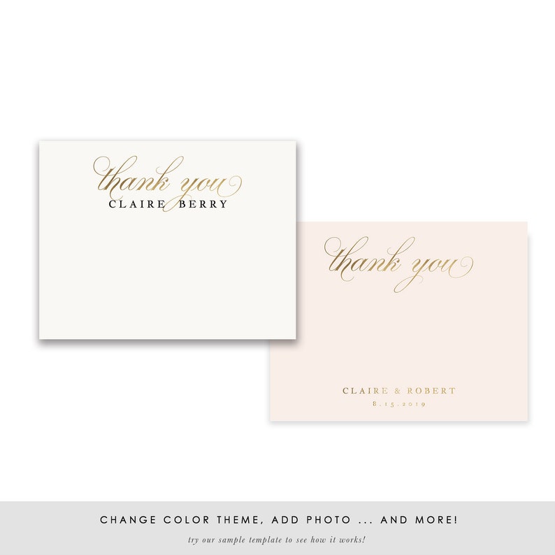 Gold Printable Thank You Card Template Personalized Thank You | Etsy