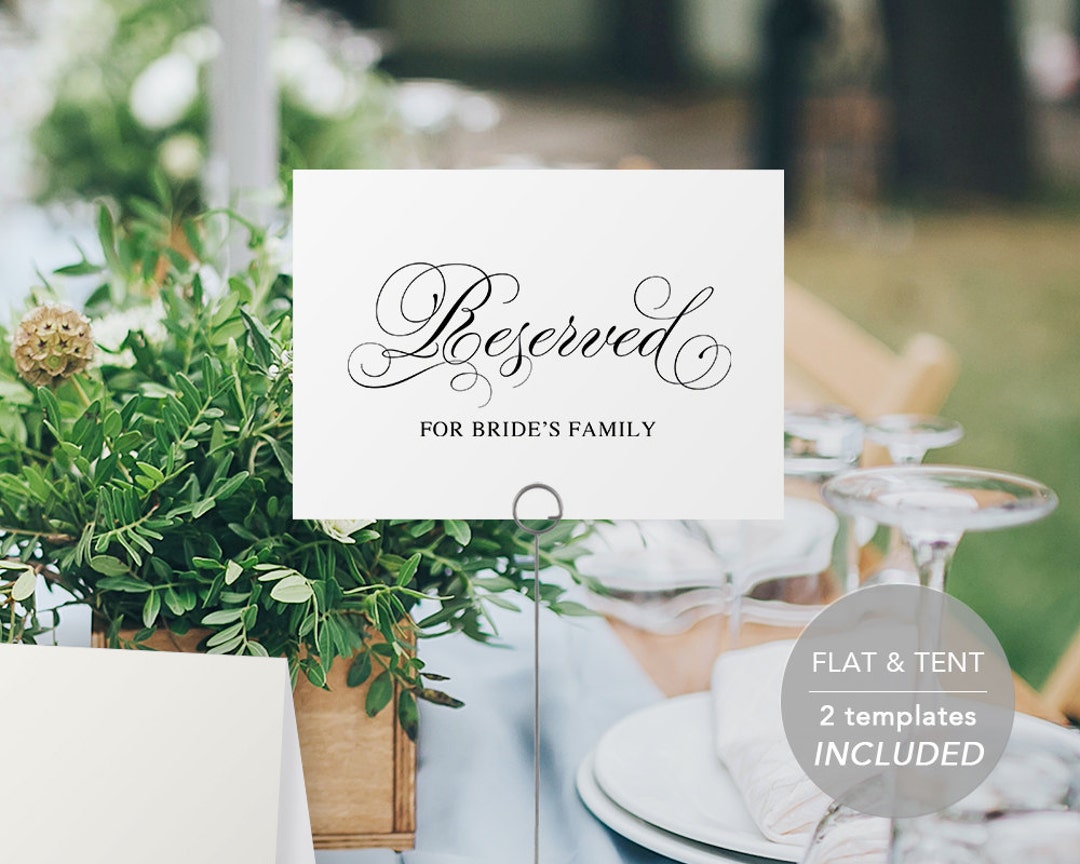 Reserved Sign Printables Editable PDF Template Diy Wedding - Etsy