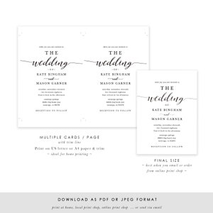 Printable Wedding Invitation Template, Wedding Invitation Front Back, All in One Wedding Invite, TEMPLETT, Modern Calligraphy SPP007wi1 image 5