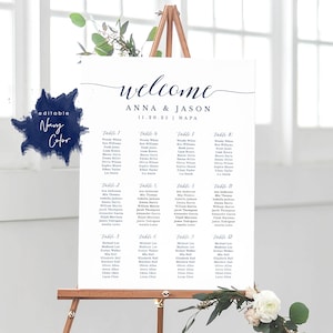 Wedding Seating Chart Template, Seating Chart Printable, Seating Board, Printable File, Templett, DIY, Instant Download, Navy Blue image 1
