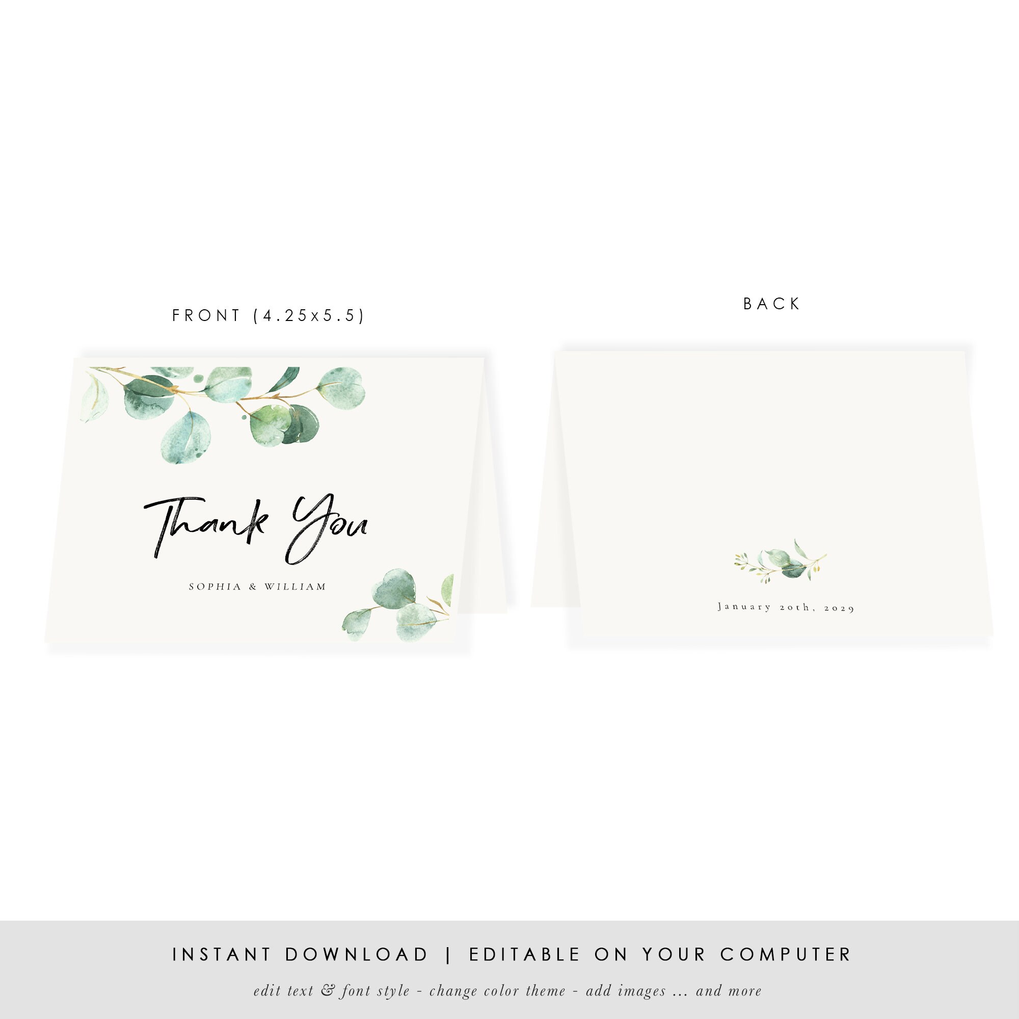 Printable Thank You Card Template Personalized DIY Thank You - Etsy