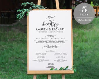 Wedding Program Sign Template, Printable Wedding Program Board, Program Sign, Wedding Sign, TEMPLETT, PDF Jpeg Download #SPP013pb