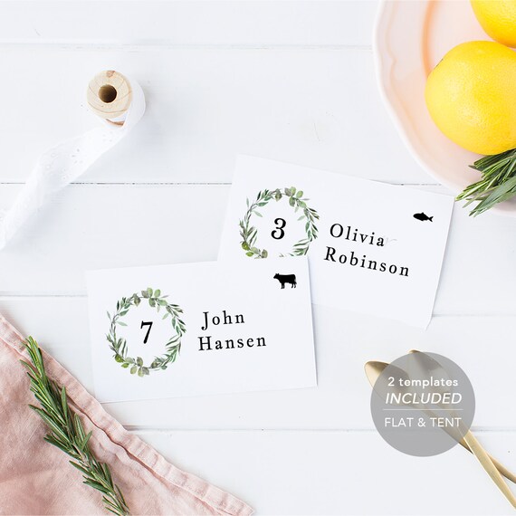 Wedding Place Card Printable Place Card Template Meal Choice - Etsy