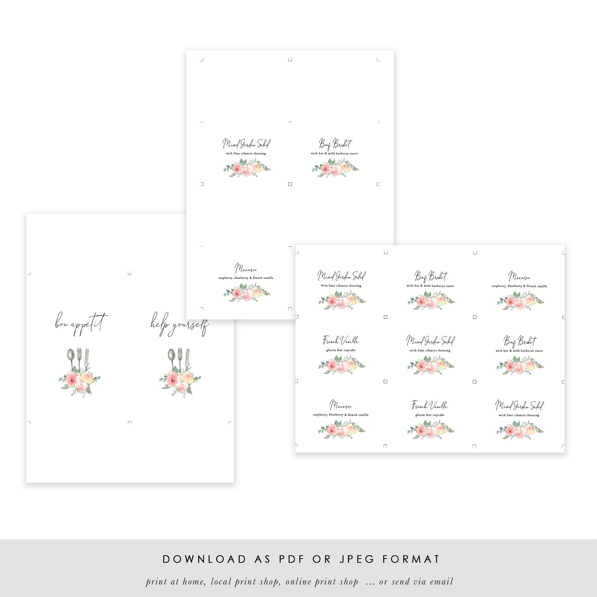 Printable Floral Buffet Label Template Buffet Food Sign | Etsy