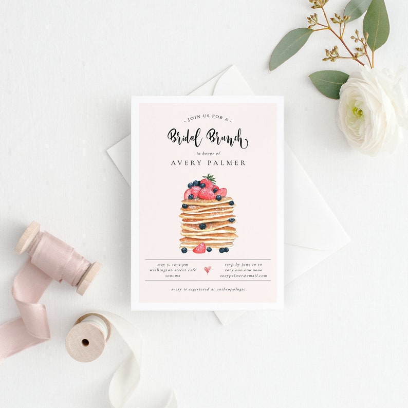 Pancake Bridal Brunch Invitation, Bridal Shower Template, Printable Couples Wedding Shower Invite Wedding Brunch TEMPLETT PDF Jpeg SPP070sw image 9