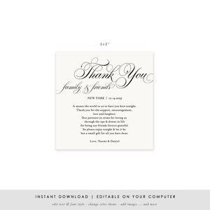 Wedding Thank You Note, Thank You Card, Thank You Letter, In Lieu of Favor Card, Place Setting Thank You, TEMPLETT PDF Jpeg SPP014ty image 4