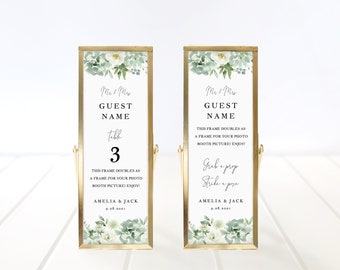 Succulents Photo Booth Frame Inserts, Printable 2x6 Template, Escort Place Card, TEMPLETT, DIY Wedding Favors, Greenery Watercolor #SPP062pf