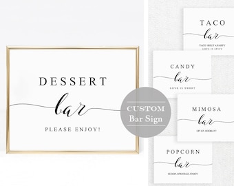 Dessert Table Sign, Mimosa Bar, Candy Popcorn Taco Bar Template, Modern Wedding, Calligraphy, TEMPLETT PDF Jpeg Download #SPP007cbs