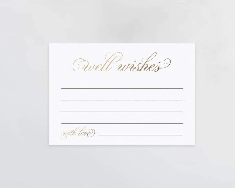 Faux Gold Well Wishes Card Template, Printable Well Wishes, Wedding Well Wishes, Wedding Advice Baby Well Wishes TEMPLETT PDF Jpeg SPP018ww image 2