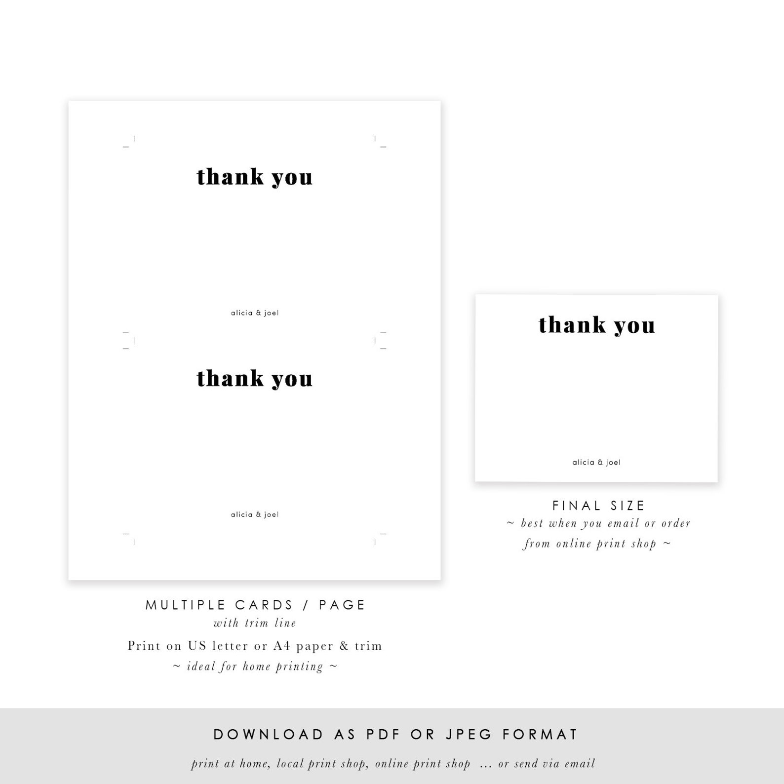 Printable Thank You Card Template Personalized Thank You Etsy