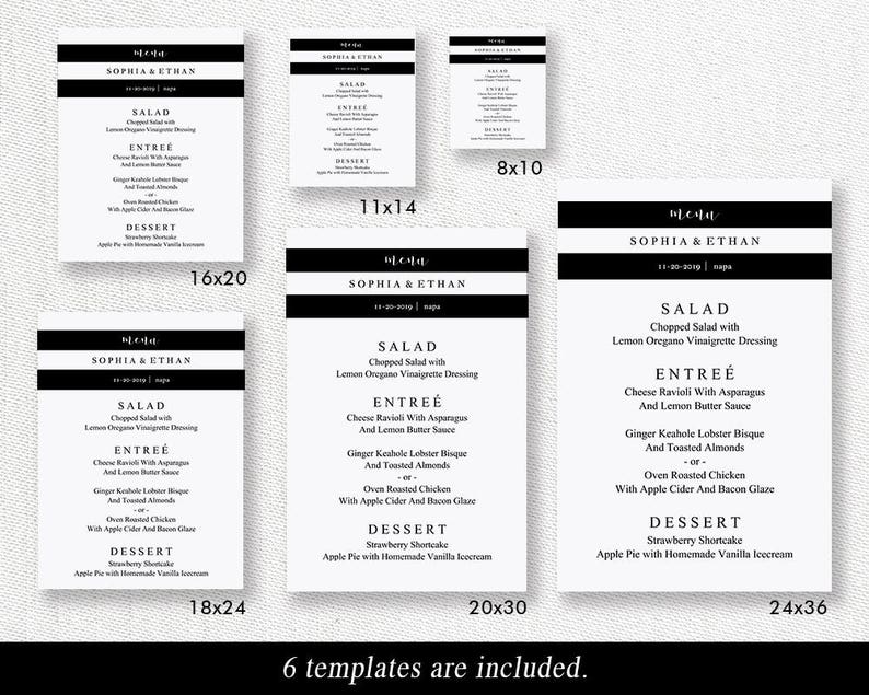 Wedding Menu Sign Template, Printable Wedding Menu Board, DIY Wedding Menu Poster, Wedding Sign, TEMPLETT PDF Jpeg Downlaod SPP034ms image 4