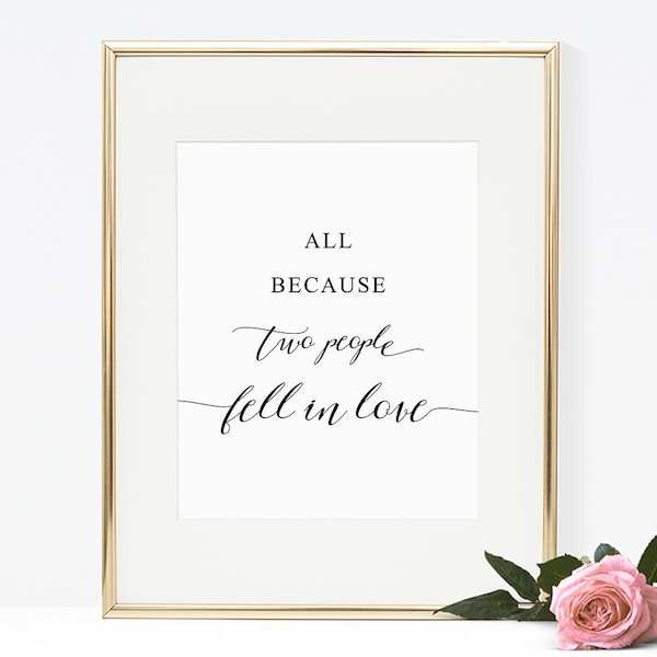 All Because Two People Fell in Love Sign Template, Printable Wedding Sign, Modern Wedding, TEMPLETT PDF Jpeg Download  #SPP007love