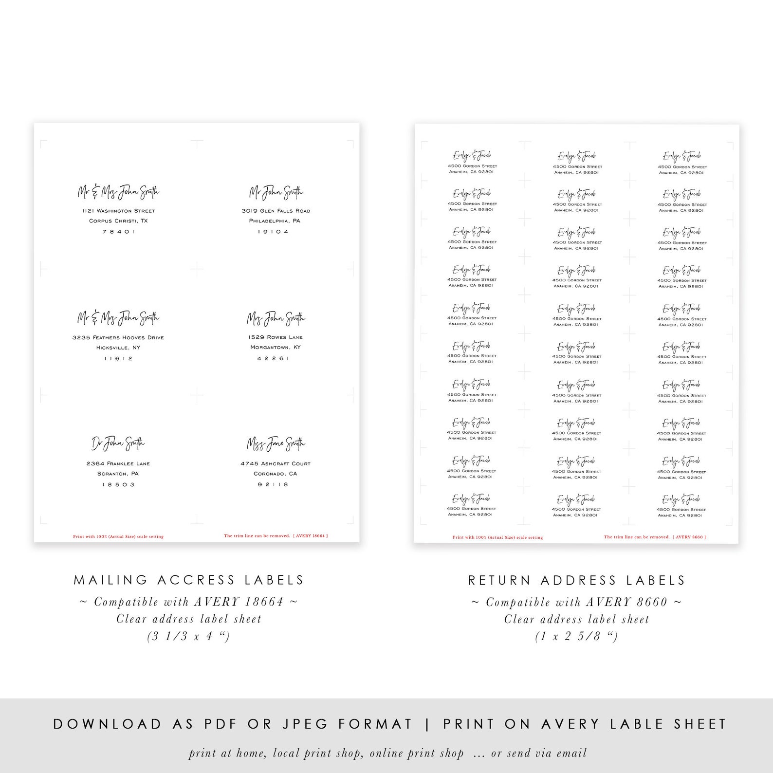 AVERY Address Label Template Avery18664 Clear Mailing Address Etsy