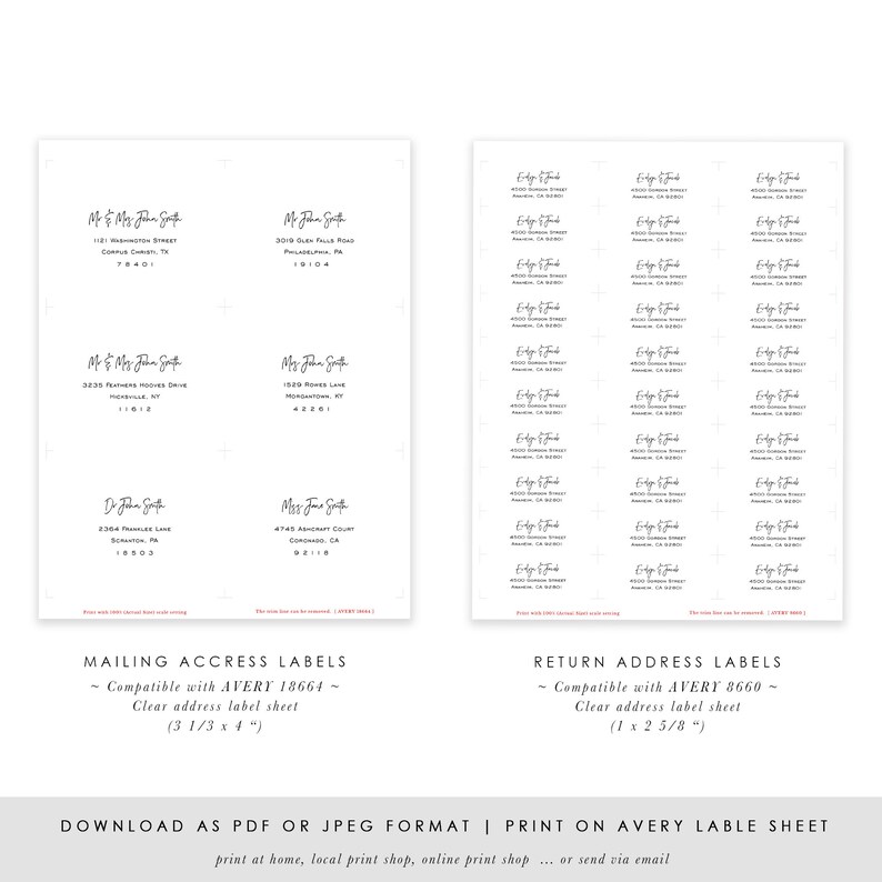 AVERY Address Label Template Avery18664 Clear Mailing Address Etsy