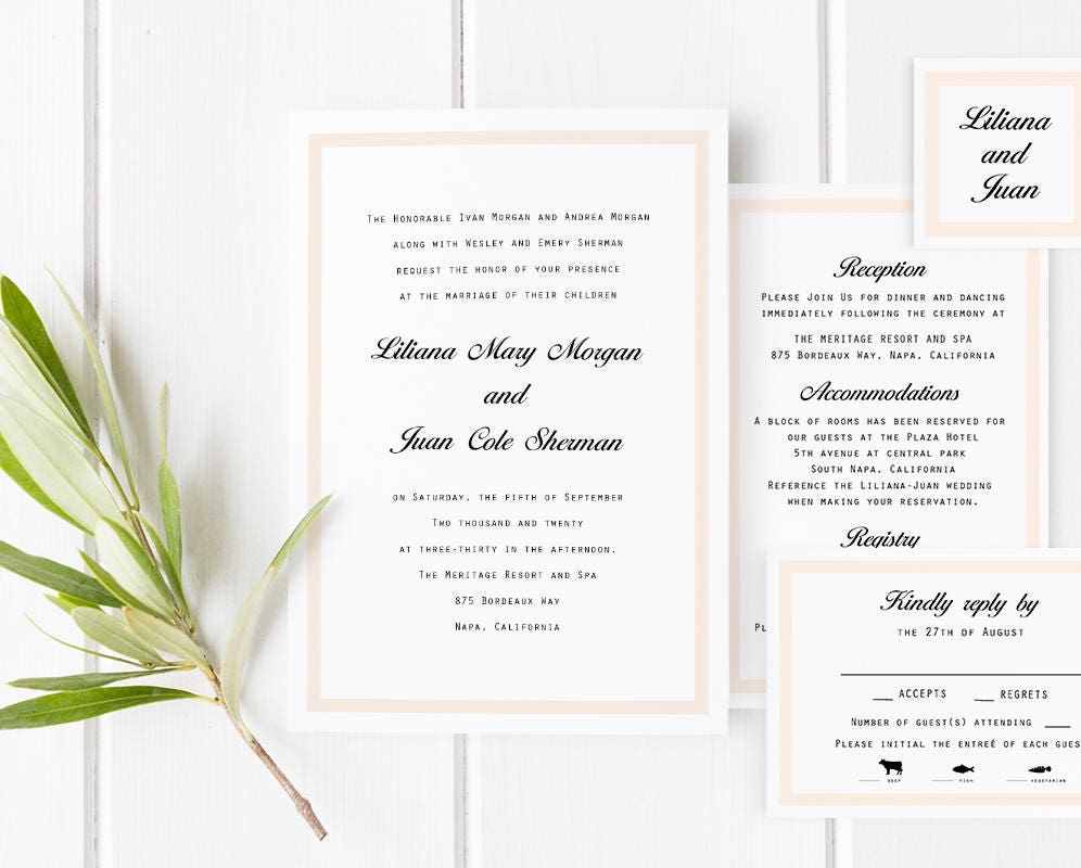 Printable Wedding Invitation Template Wedding Invitation Set Etsy Printable Wedding Invitation Template Wedding Invitation Set Etsy