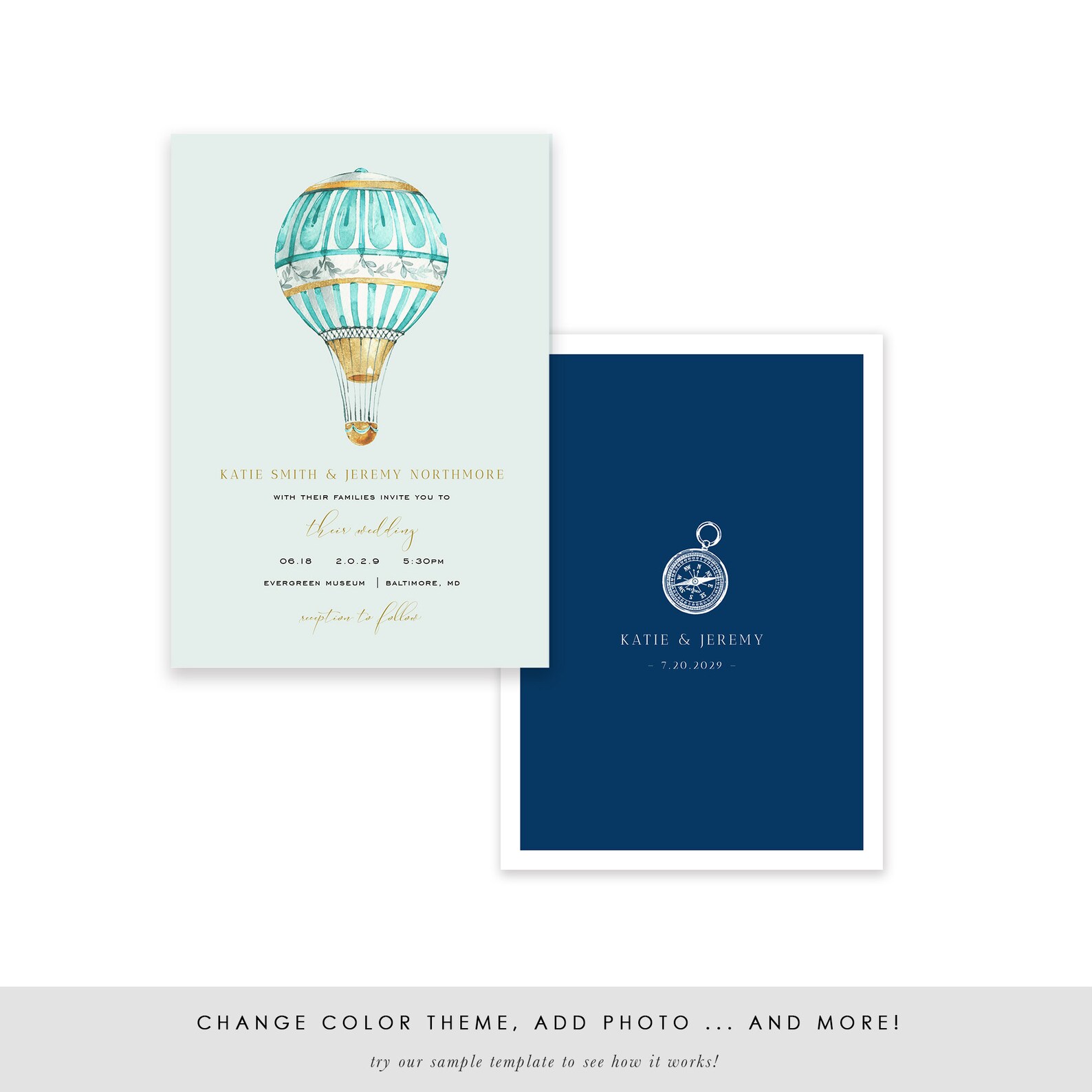Air Balloon Wedding Invitation Template Wedding Invitation - Etsy