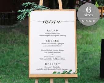 Wedding Menu Sign Template, Printable Wedding Menu Board, DIY Wedding Menu Poster, Wedding Sign, TEMPLETT PDF Jpeg Downlaod #SPP007ms