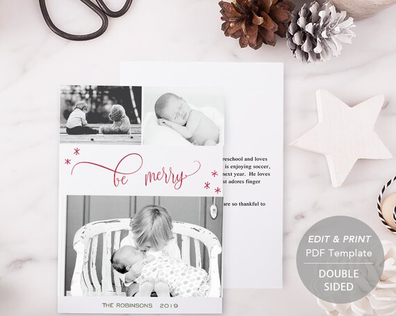 Printable Christmas Card PDF Holiday Card Template TEMPLETT | Etsy