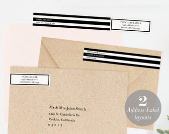 Envelope Wrap Address Label, Wraparound Label, Skinny Wrap Address, DIY Return Address, Editable Address, PDF Instant Download #SPP034wr