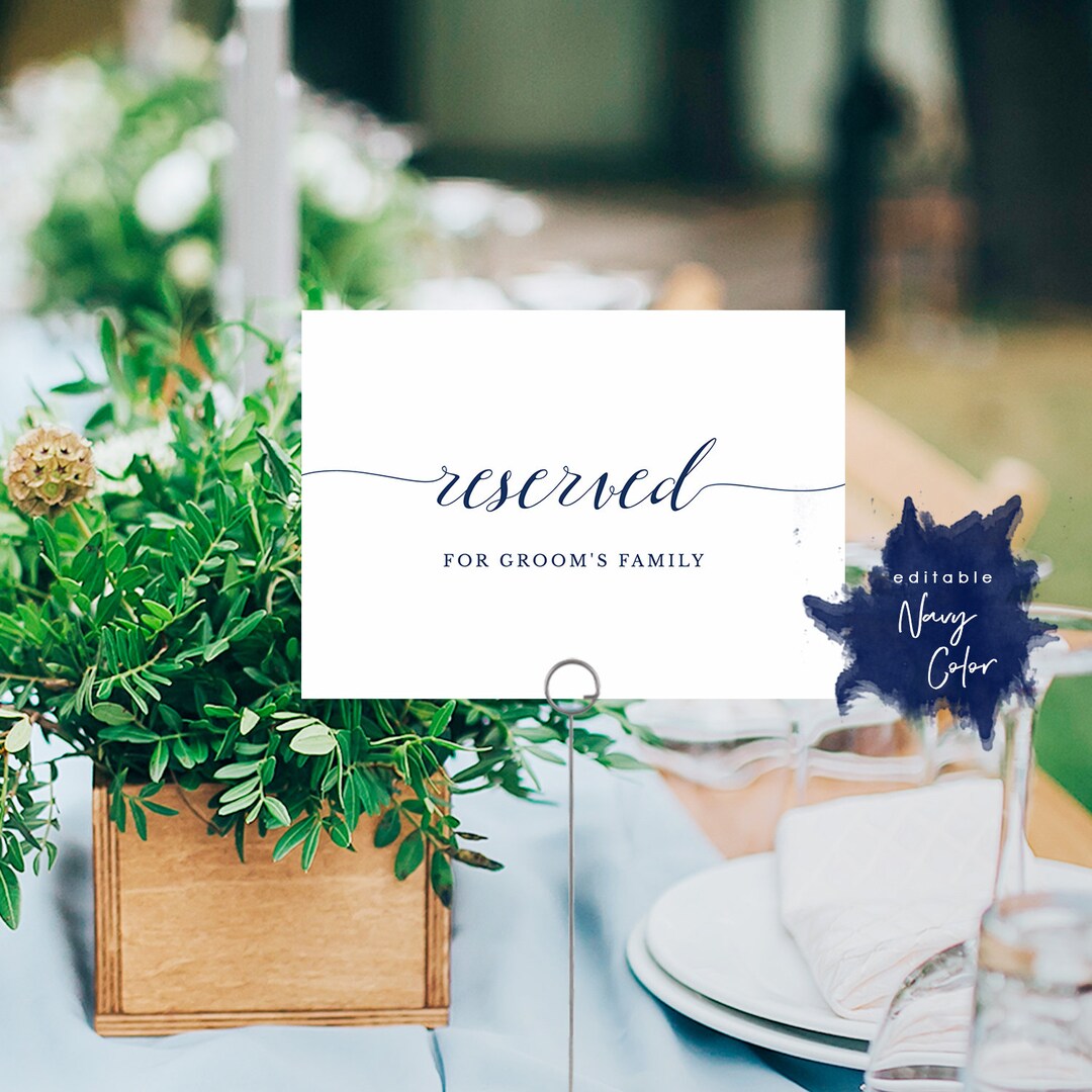 Reserved Sign Printables, Editable PDF Template, Instant Download, Diy Wedding Reserved Folded ...