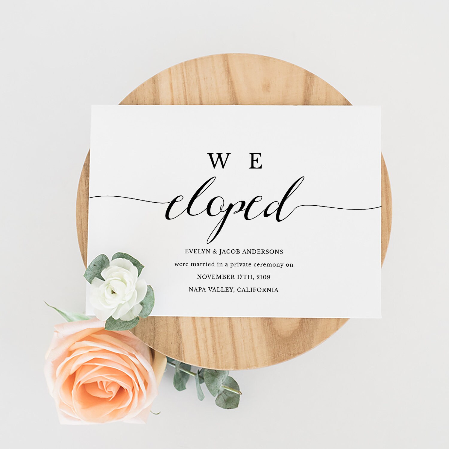 Printable Wedding Announcement Template Elopement - Etsy