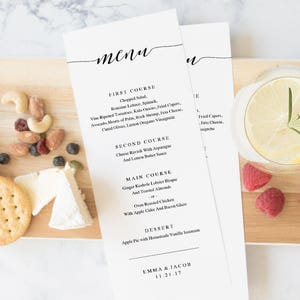 Wedding Menu Template, Printable Menu, Wedding Dinner Menu, DIY Menu Card, Rustic Calligrahpy, TEMPLETT PDF Jpeg Download SPP007mn image 1