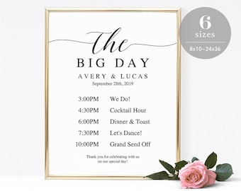 Wedding Timeline Sign Template, Wedding Program Sign Printable, Wedding Welcome Sign, Welcome Board, TEMPLETT PDF Jpeg Download #SPP007wtl