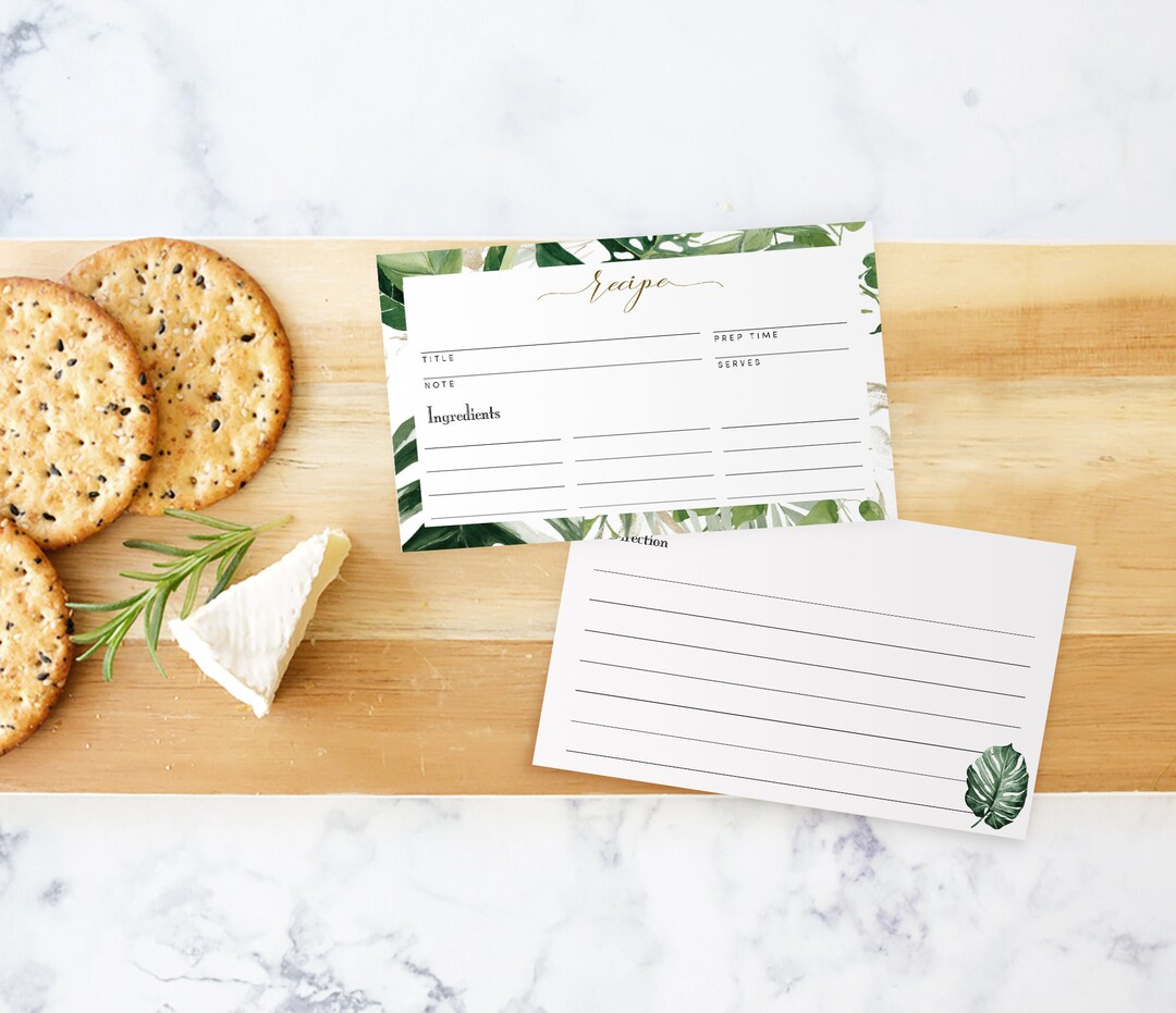 Hawaiian Greenery Recipe Card Printable Greenery Wedding - Etsy