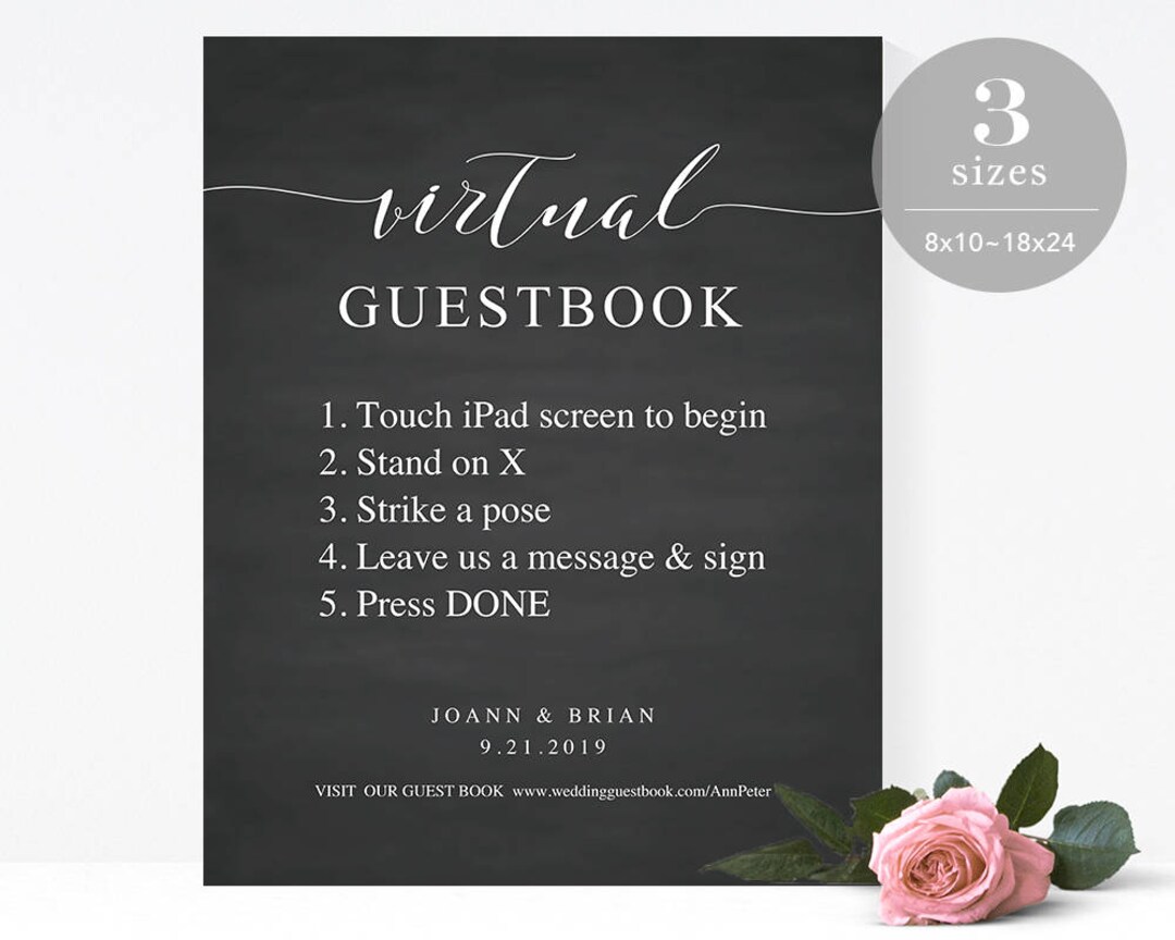Virtual Guestbook Sign Template, Printable Iguestbook Sign, Digital
