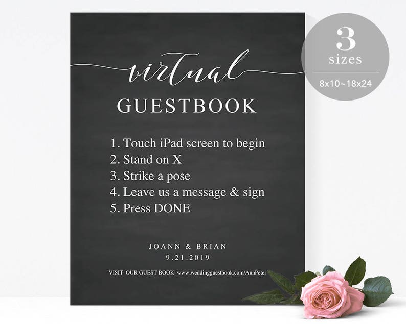 Virtual Guestbook Sign Template Printable Iguestbook Sign Etsy