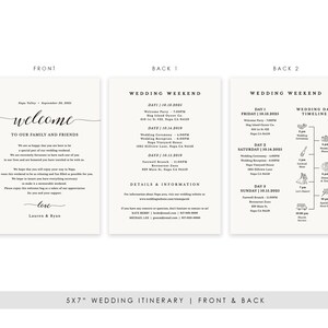 Wedding Itinerary Card, Welcome Note, Printable Wedding Itinerary, Agenda, Schedule, Welcome Bag Letter, Timeline Icon, Templett SPP007we image 4