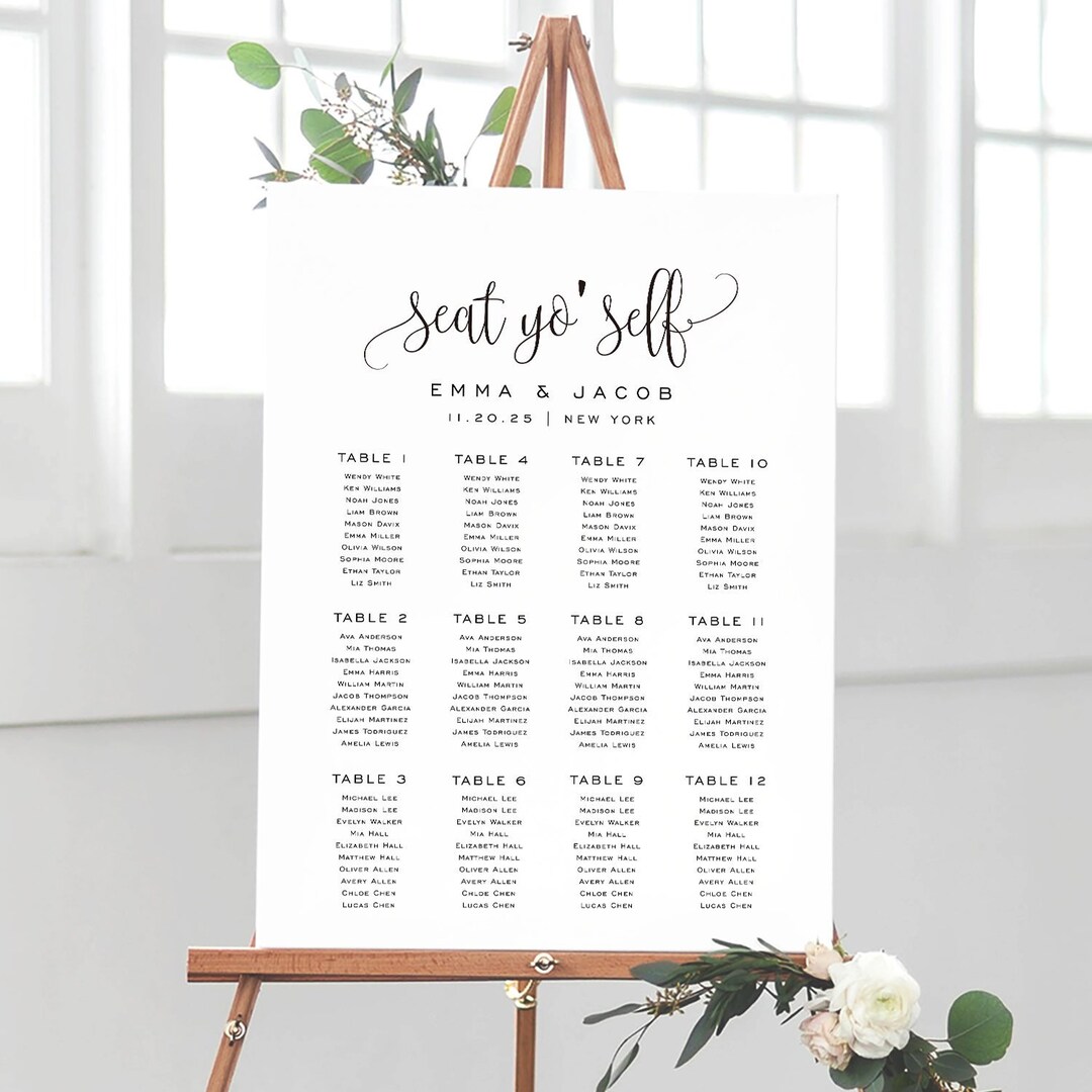 Seat Yo' Self Wedding Seating Chart Template, Seating Chart Printable