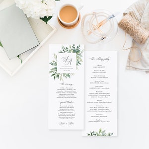 Greenery Frame Wedding Program Template Printable Wedding - Etsy
