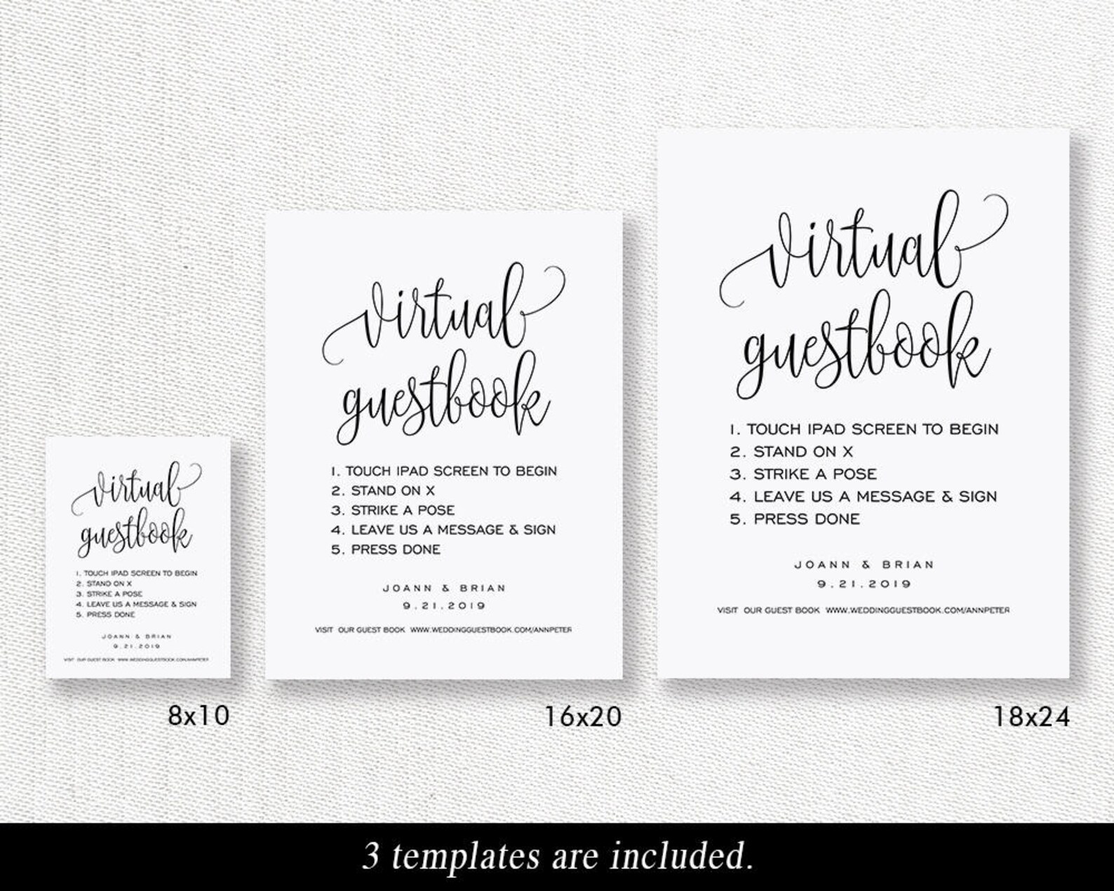 Virtual Guestbook Sign Template Printable Iguestbook Sign Etsy
