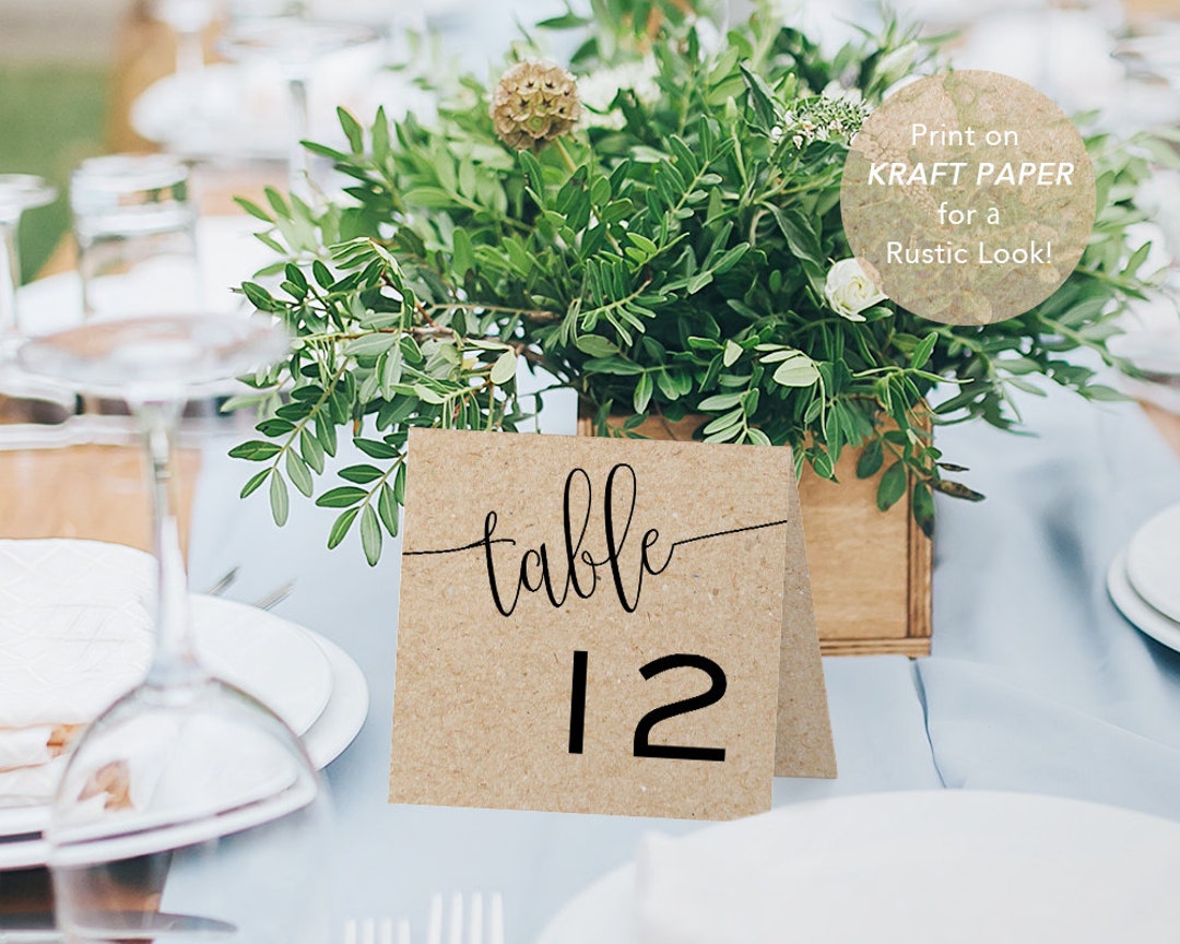 Printable Table Numbers, Wedding Table Number Printable, Rustic Wedding