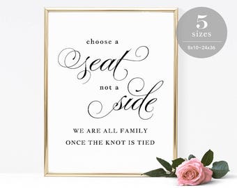 Choose a Seat not a Side Sign Template, Printable Choose a Seat Sign, Welcome Wedding Sign, TEMPLETT, PDF Jpeg Download #SPP014css
