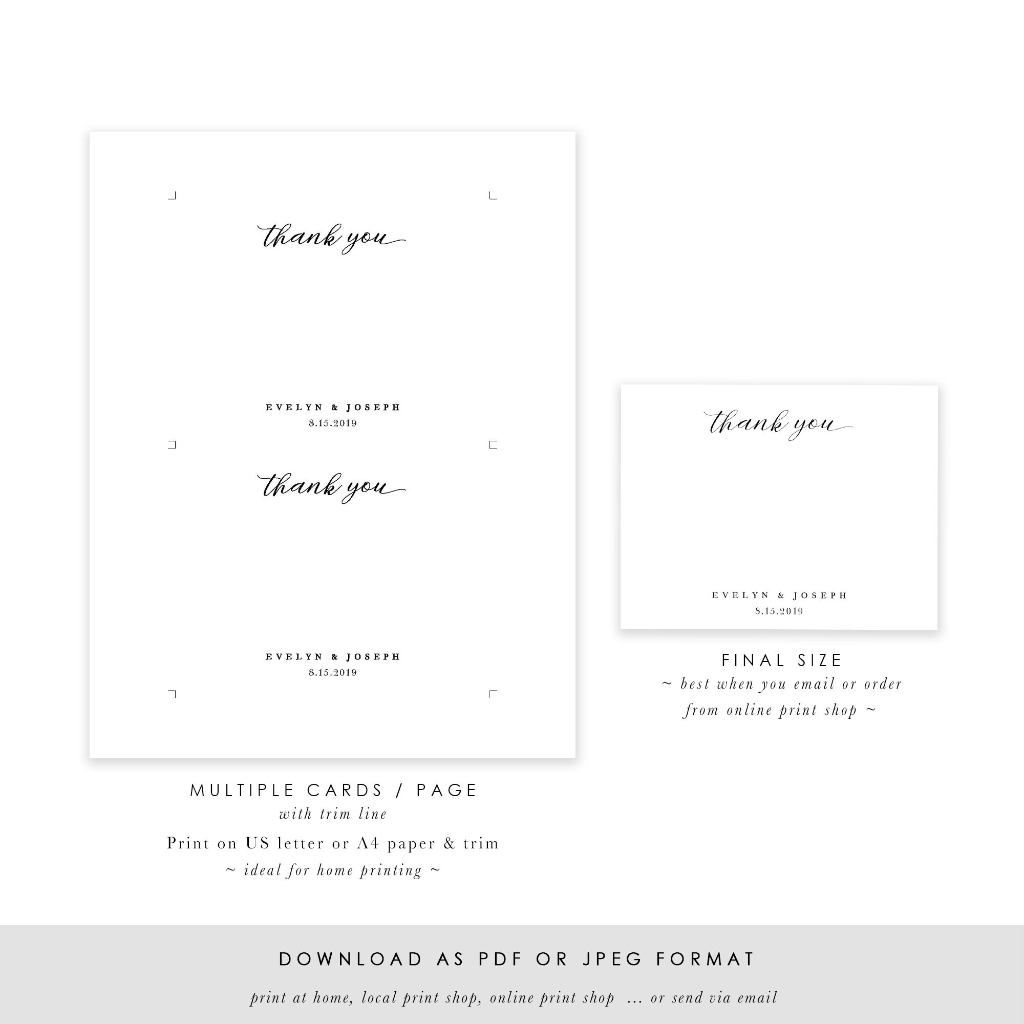 Printable Thank You Card Template Personalized DIY Thank You | Etsy